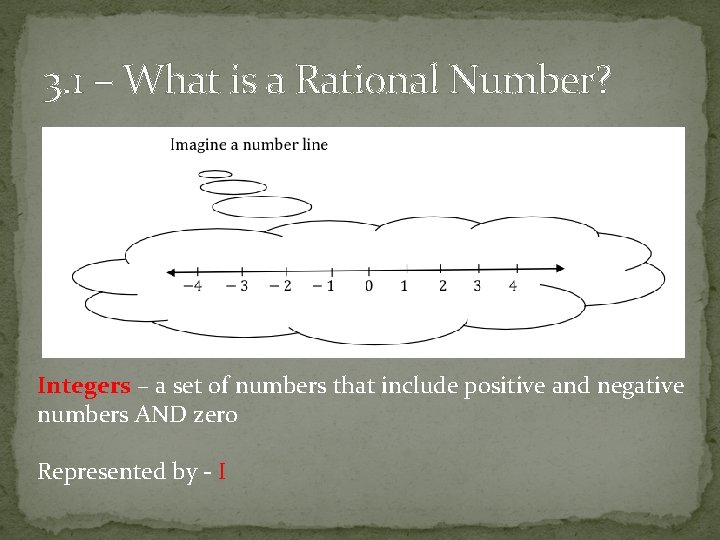 3. 1 – What is a Rational Number? Integers – a set of numbers