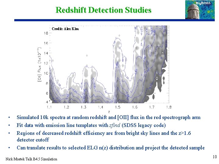 Redshift Detection Studies Credit: Alex Kim • • Simulated 10 k spectra at random