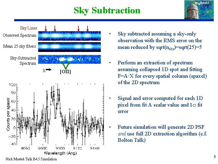 Sky Subtraction Sky Lines Observed Spectrum • Sky subtracted assuming a sky-only observation with