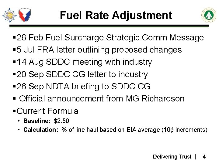 Fuel Rate Adjustment § 28 Feb Fuel Surcharge Strategic Comm Message § 5 Jul