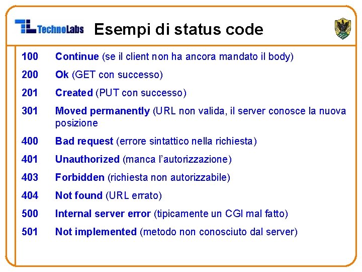 Esempi di status code 100 Continue (se il client non ha ancora mandato il