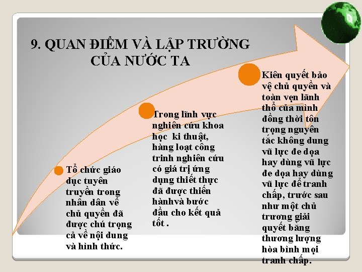 9. QUAN ĐIỂM VÀ LẬP TRƯỜNG CỦA NƯỚC TA Tổ chức giáo dục tuyên