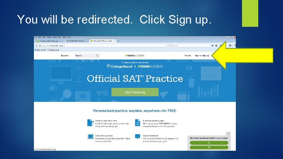 You will be redirected. Click Sign up. 