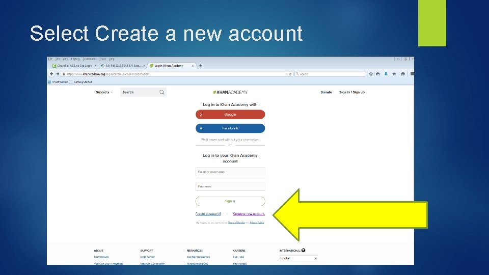 Select Create a new account 