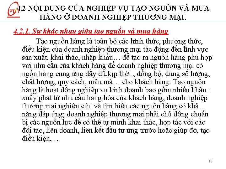 4. 2 NỘI DUNG CỦA NGHIỆP VỤ TẠO NGUỒN VÀ MUA HÀNG Ở DOANH
