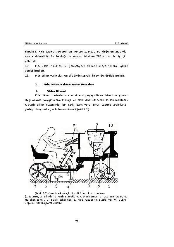 Dikim Makinaları Z. B. Barut olmalıdır. Fide başına verilecek su miktarı 125 -250 cc,