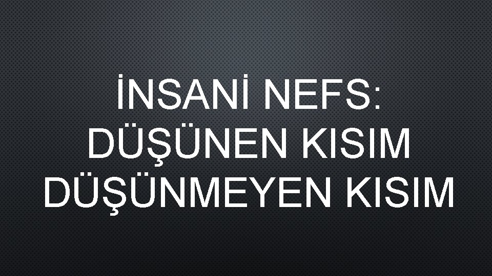 İNSANİ NEFS: DÜŞÜNEN KISIM DÜŞÜNMEYEN KISIM 