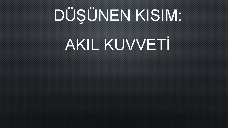 DÜŞÜNEN KISIM: AKIL KUVVETİ 