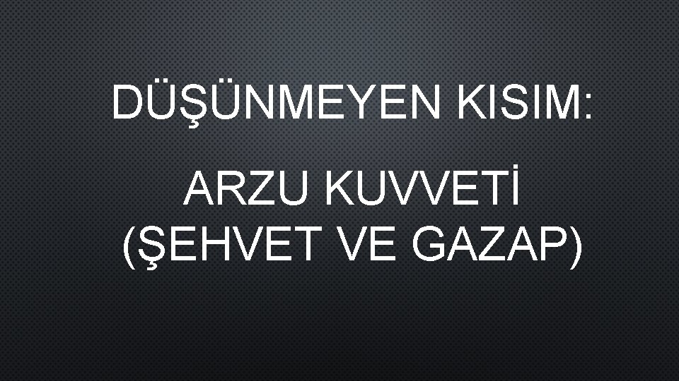 DÜŞÜNMEYEN KISIM: ARZU KUVVETİ (ŞEHVET VE GAZAP) 