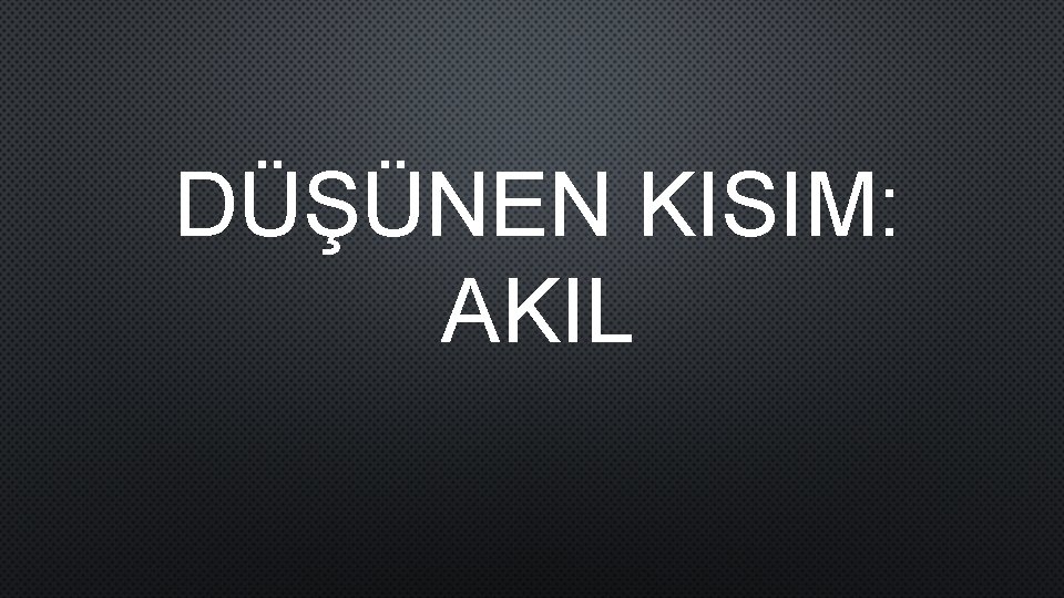 DÜŞÜNEN KISIM: AKIL 