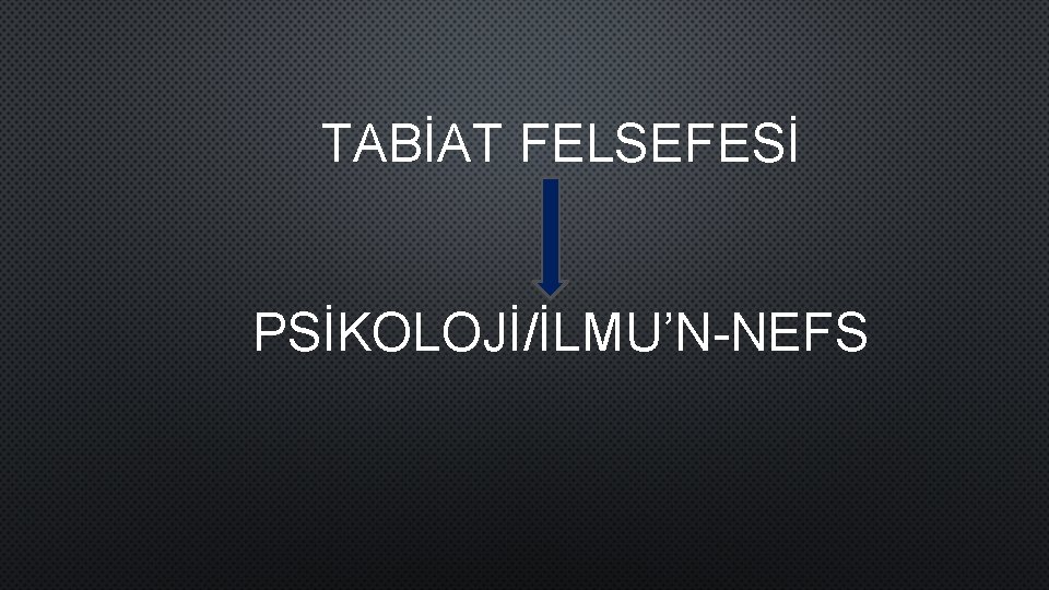 TABİAT FELSEFESİ PSİKOLOJİ/İLMU’N-NEFS 