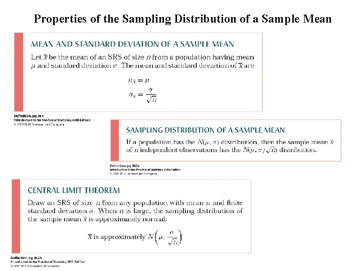 Properties of the Sampling Distribution of a Sample Mean 