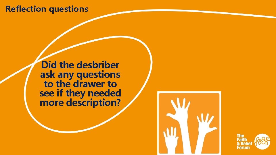 Reflection questions Did the desbriber ask any questions to the drawer to see if