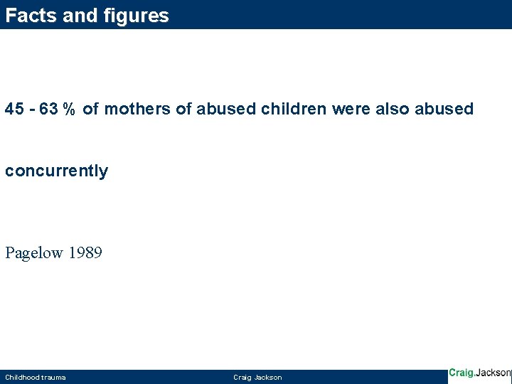 Facts and figures 45 - 63 % of mothers of abused children were also
