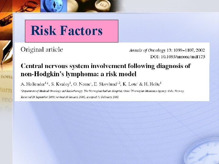 Risk Factors 