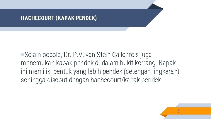 HACHECOURT (KAPAK PENDEK) ▰Selain pebble, Dr. P. V. van Stein Callenfels juga menemukan kapak