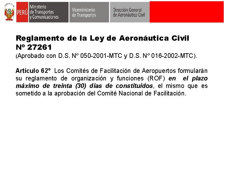 Reglamento de la Ley de Aeronáutica Civil Nº 27261 (Aprobado con D. S. Nº