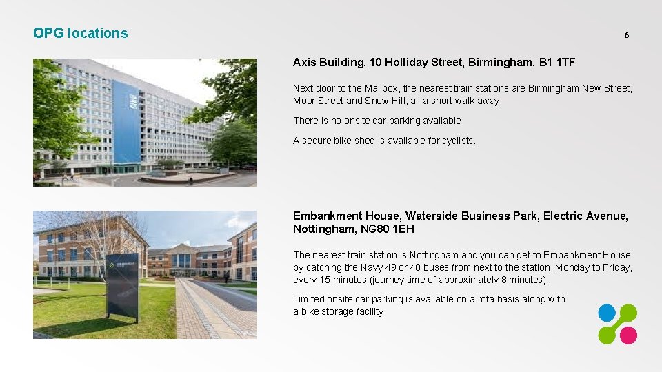 OPG locations 6 Axis Building, 10 Holliday Street, Birmingham, B 1 1 TF Next