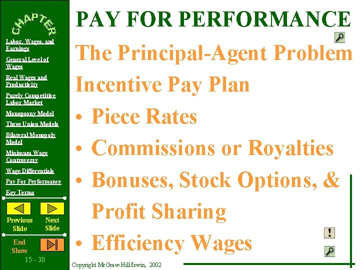 PAY FOR PERFORMANCE Labor, Wages, and Earnings General Level of Wages Real Wages and