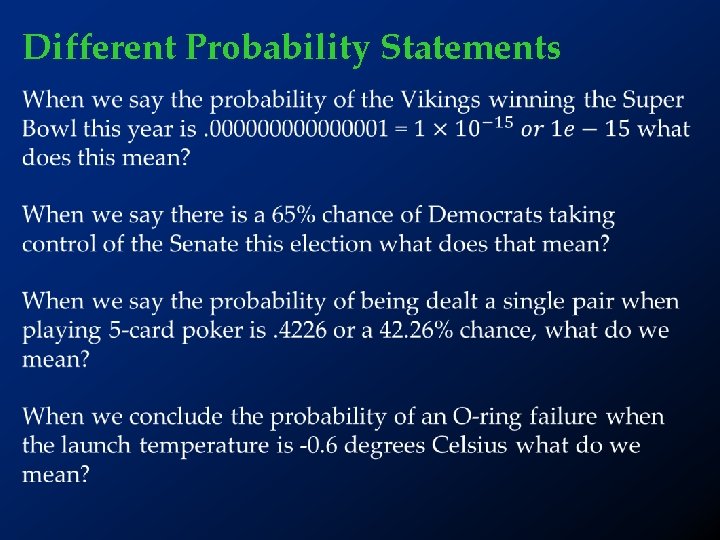 Different Probability Statements • 