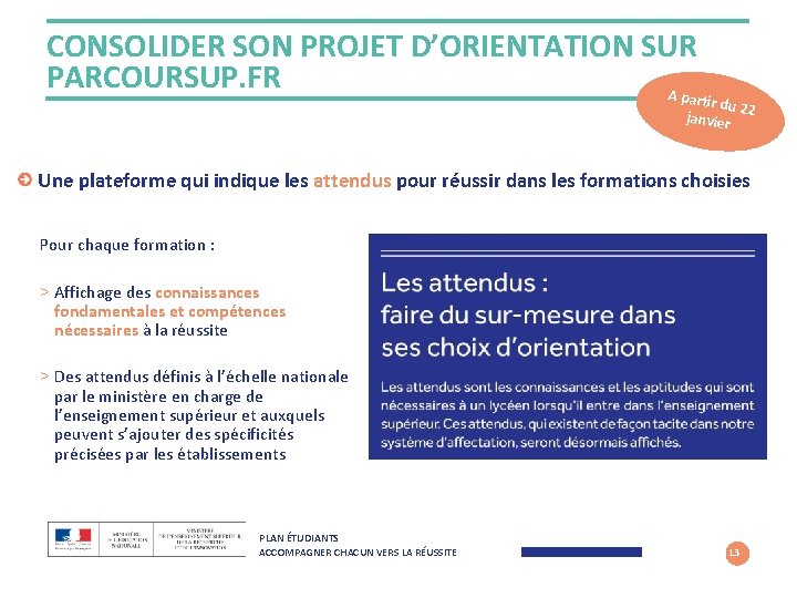 CONSOLIDER SON PROJET D’ORIENTATION SUR PARCOURSUP. FR A pa rtir du 2 2 janvier