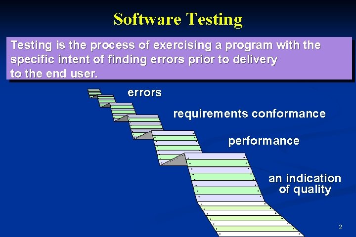 Software Testing is the process of exercising a program with the specific intent of