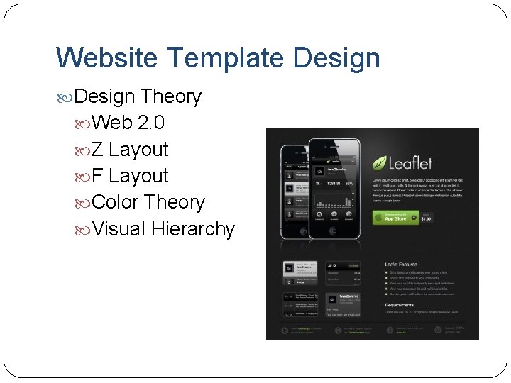 Website Template Design Theory Web 2. 0 Z Layout F Layout Color Theory Visual