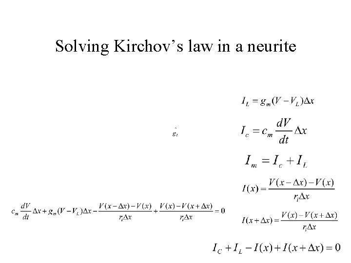 Solving Kirchov’s law in a neurite 