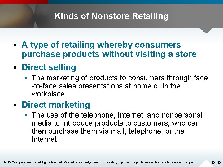 Kinds of Nonstore Retailing § A type of retailing whereby consumers purchase products without