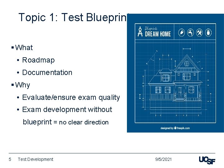 Topic 1: Test Blueprint § What • Roadmap • Documentation § Why • Evaluate/ensure