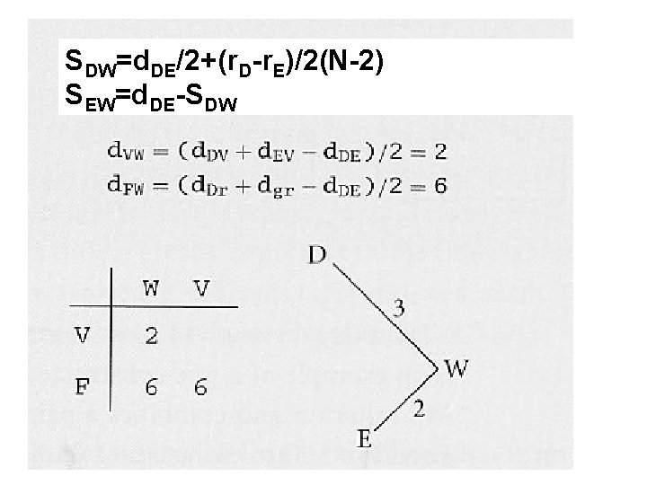 SDW=d. DE/2+(r. D-r. E)/2(N-2) SEW=d. DE-SDW SDW=d. DE/2+(r. D-r. E)/2(N-2) SEW=d. DE-SDW