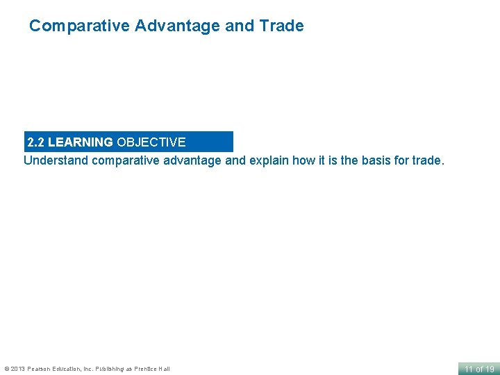 Comparative Advantage and Trade 2. 2 LEARNING OBJECTIVE Understand comparative advantage and explain how