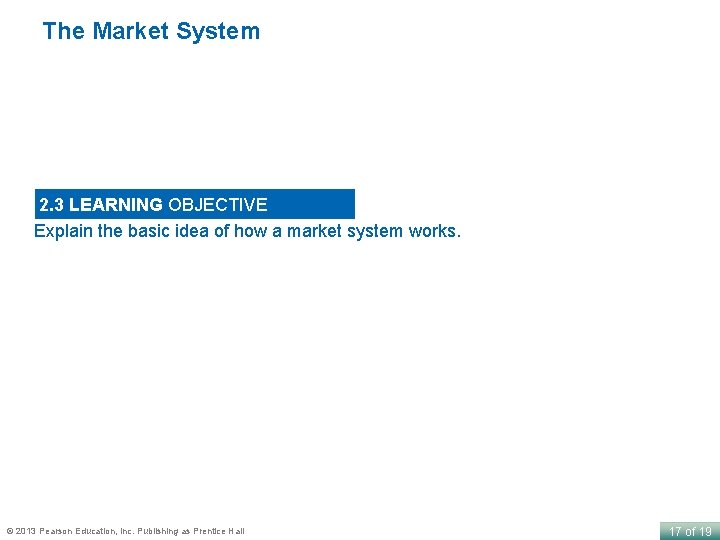 The Market System 2. 3 LEARNING OBJECTIVE Explain the basic idea of how a