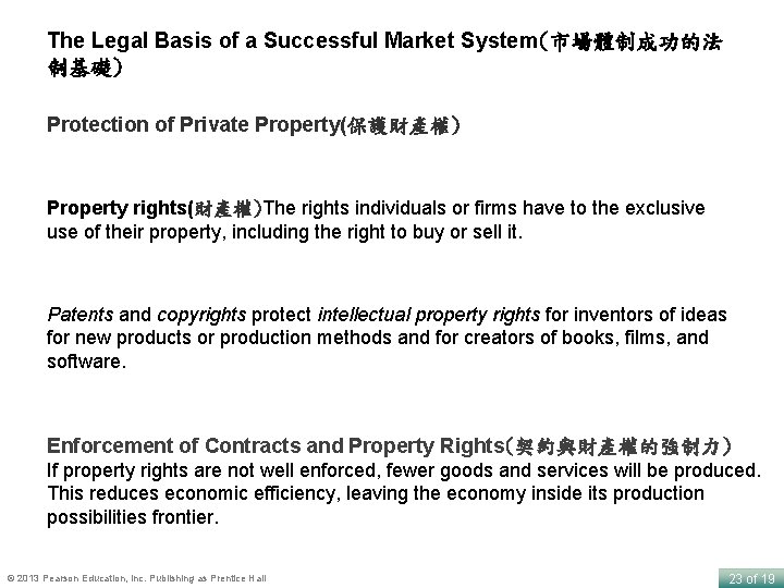 The Legal Basis of a Successful Market System(市場體制成功的法 制基礎) Protection of Private Property(保護財產權) Property