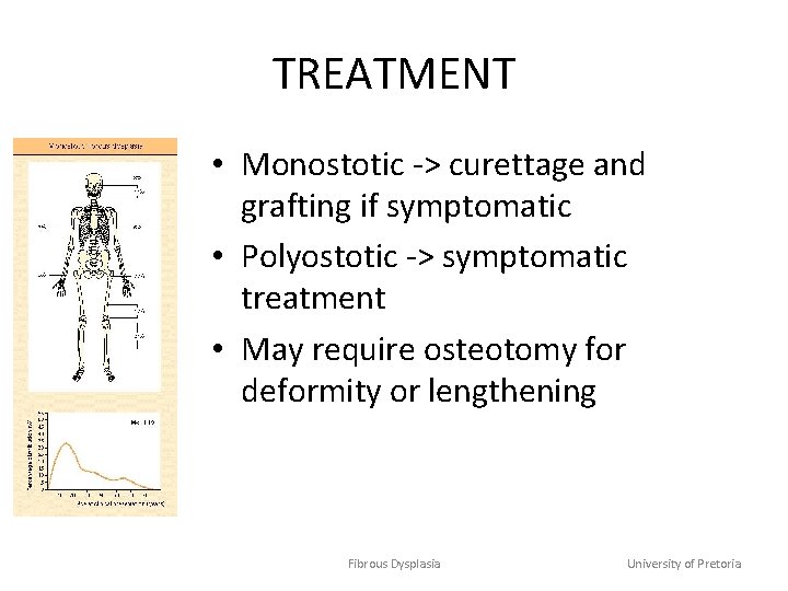 TREATMENT • Monostotic -> curettage and grafting if symptomatic • Polyostotic -> symptomatic treatment