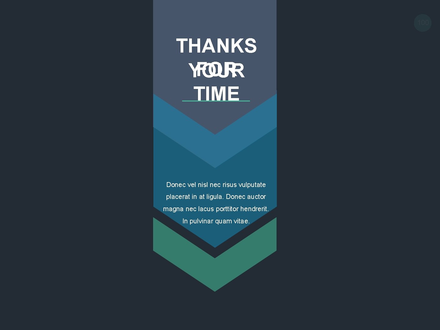 100 THANKS FOR YOUR TIME Donec vel nisl nec risus vulputate placerat in at