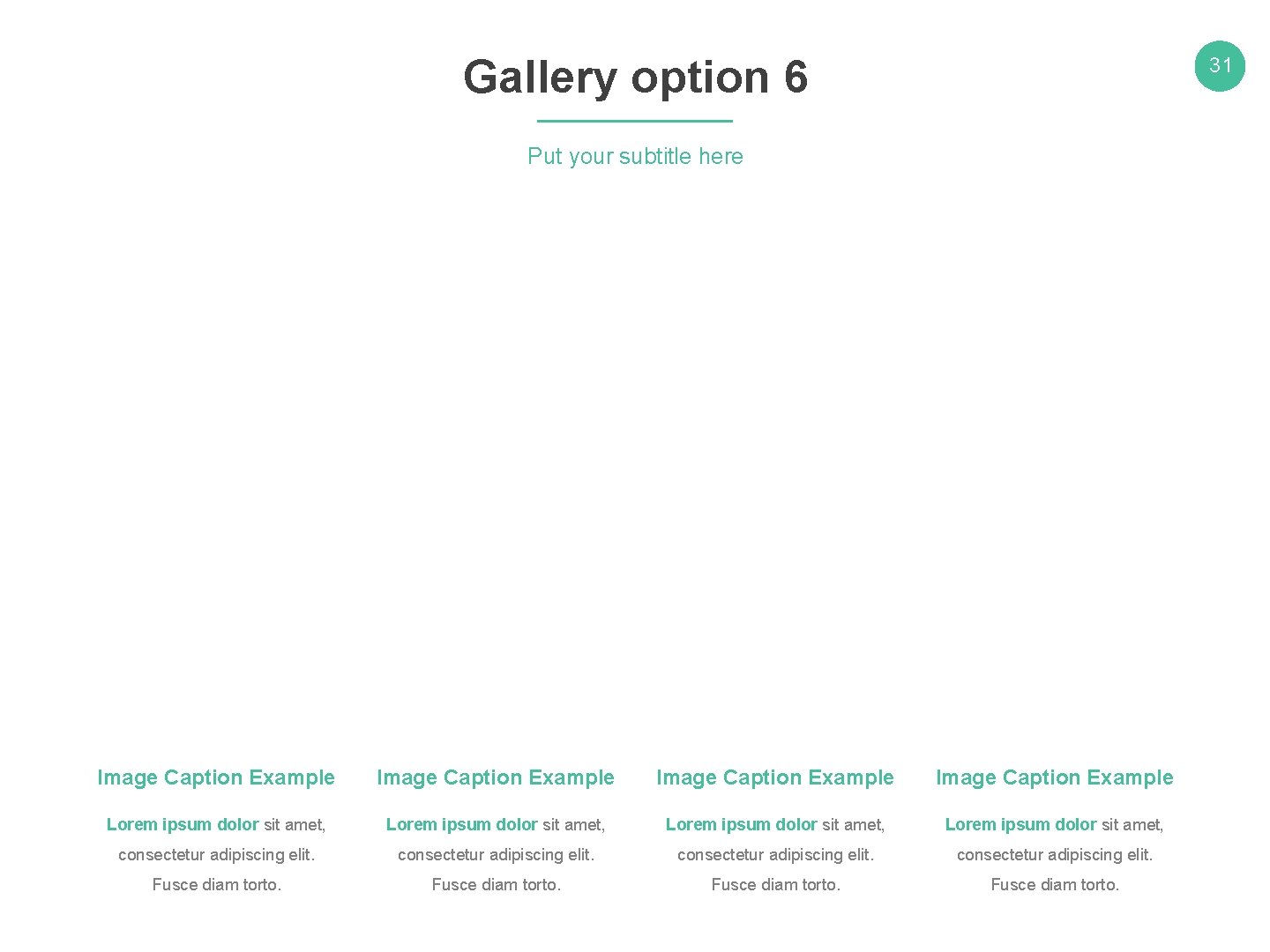 Gallery option 6 31 Put your subtitle here Image Caption Example Lorem ipsum dolor