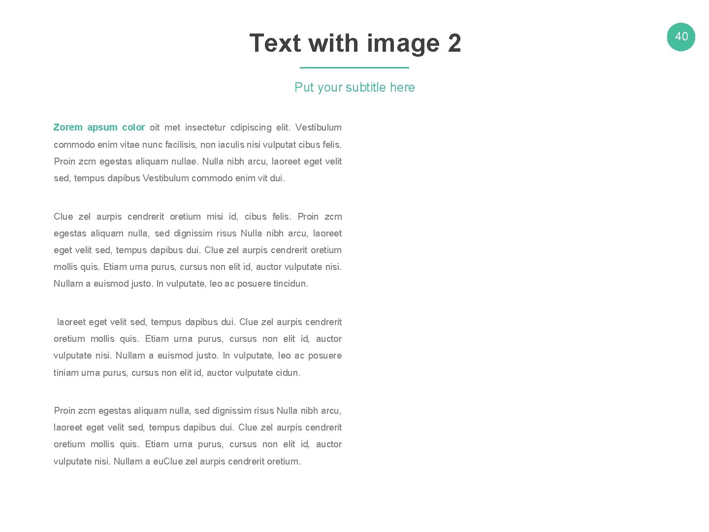 Text with image 2 Put your subtitle here Zorem apsum color oit met insectetur