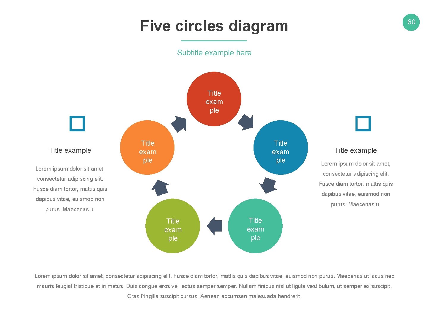 Five circles diagram 60 Subtitle example here Title exam ple � Title exam ple