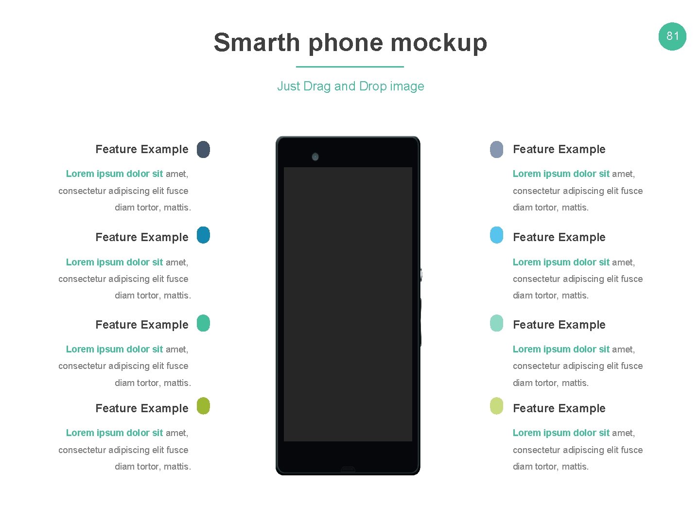 Smarth phone mockup 81 Just Drag and Drop image Feature Example Lorem ipsum dolor