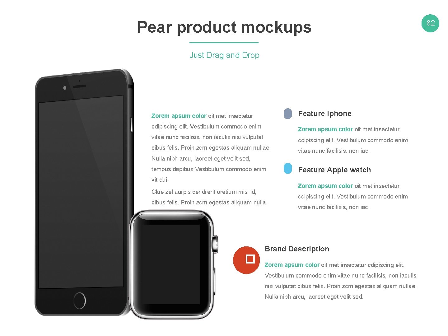 Pear product mockups Just Drag and Drop Zorem apsum color oit met insectetur Feature