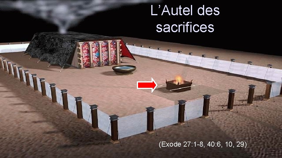 L’Autel des sacrifices (Exode 27: 1 -8, 40: 6, 10, 29) 