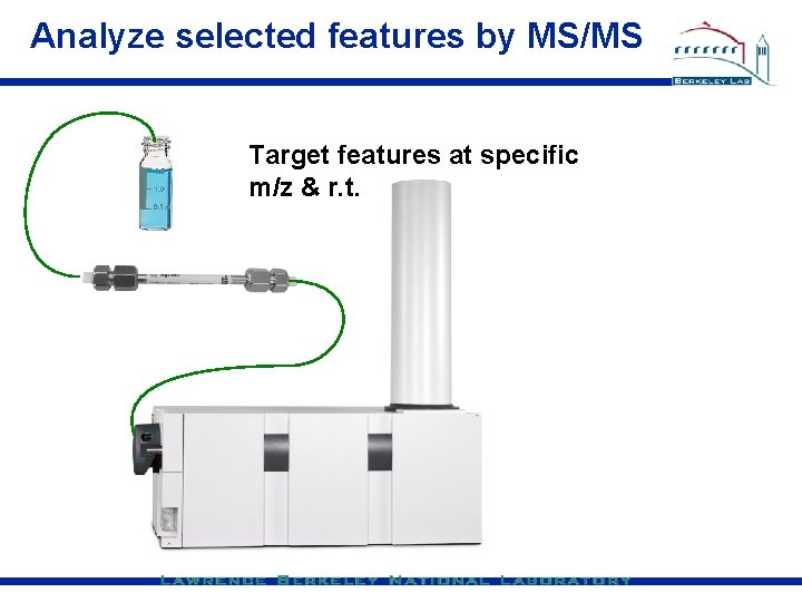 Analyze selected features by MS/MS Target features at specific m/z & r. t. 