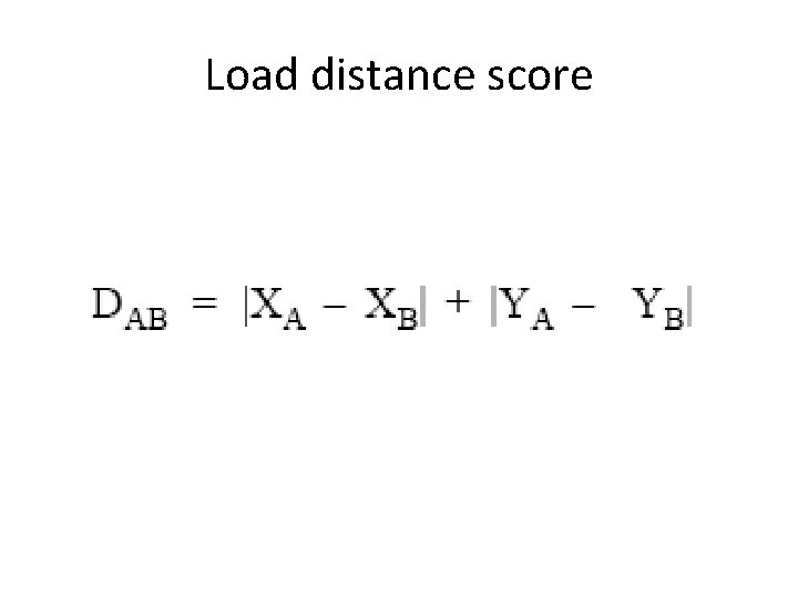 Load distance score 