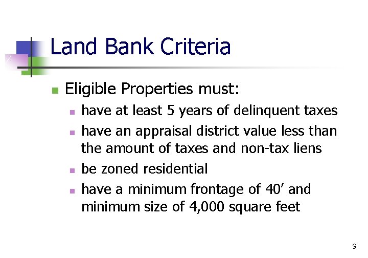 Dallas Urban Land Bank Demonstration Program A Briefing