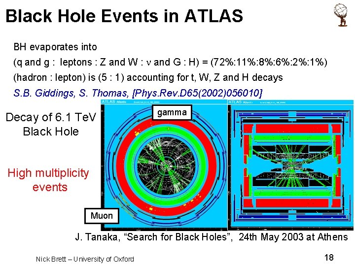 Black Hole Events in ATLAS BH evaporates into (q and g : leptons :