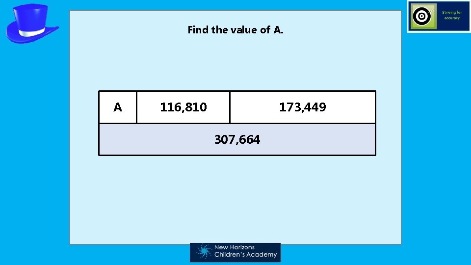 Find the value of A. A 116, 810 173, 449 307, 664 