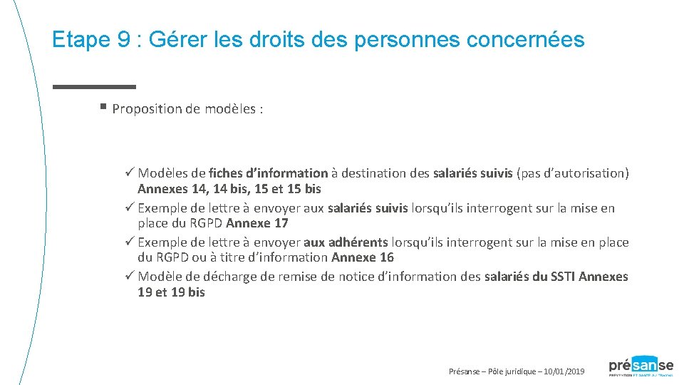 Etape 9 : Gérer les droits des personnes concernées § Proposition de modèles :