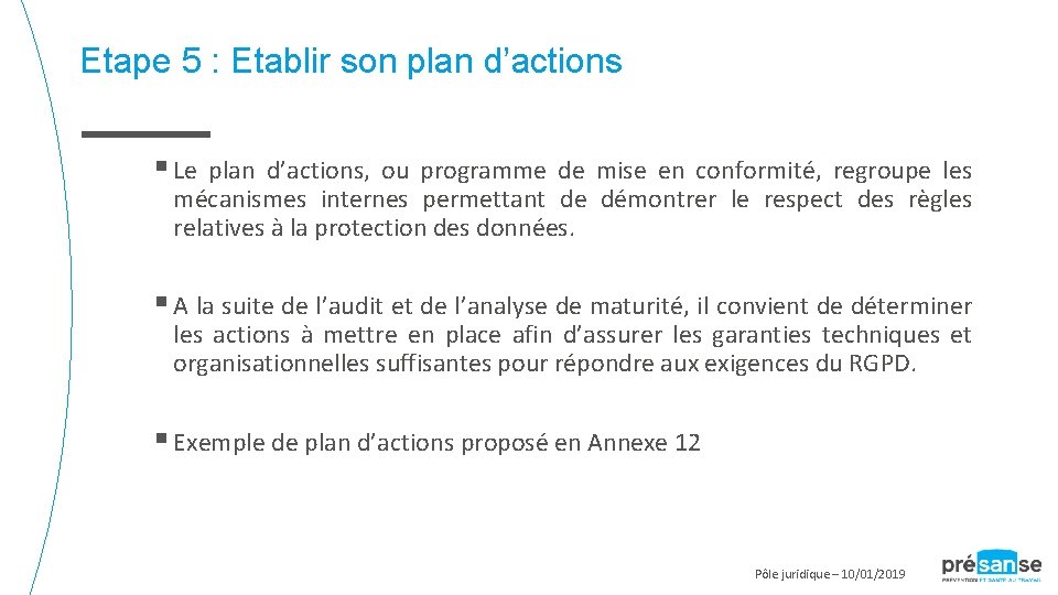 Etape 5 : Etablir son plan d’actions § Le plan d’actions, ou programme de