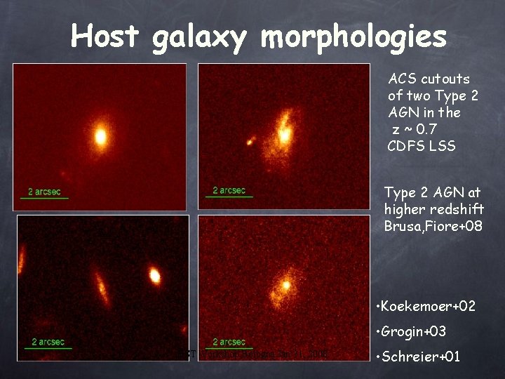 Host galaxy morphologies ACS cutouts of two Type 2 AGN in the z ~